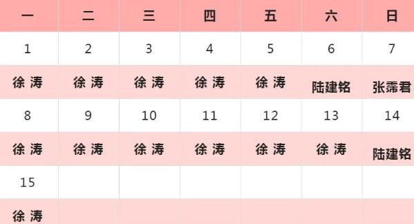 妇产专家坐诊表