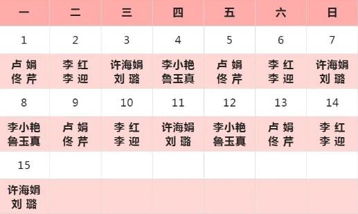 妇产专家坐诊表